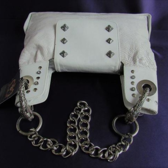 MICHELLE MONROE WHITE SNAKESKIN LEATHER HANDBAG - Picture 3 of 8